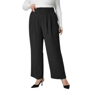 Halara Womens 44 Tapered High Waisted Button Straight Leg Trouser In Black